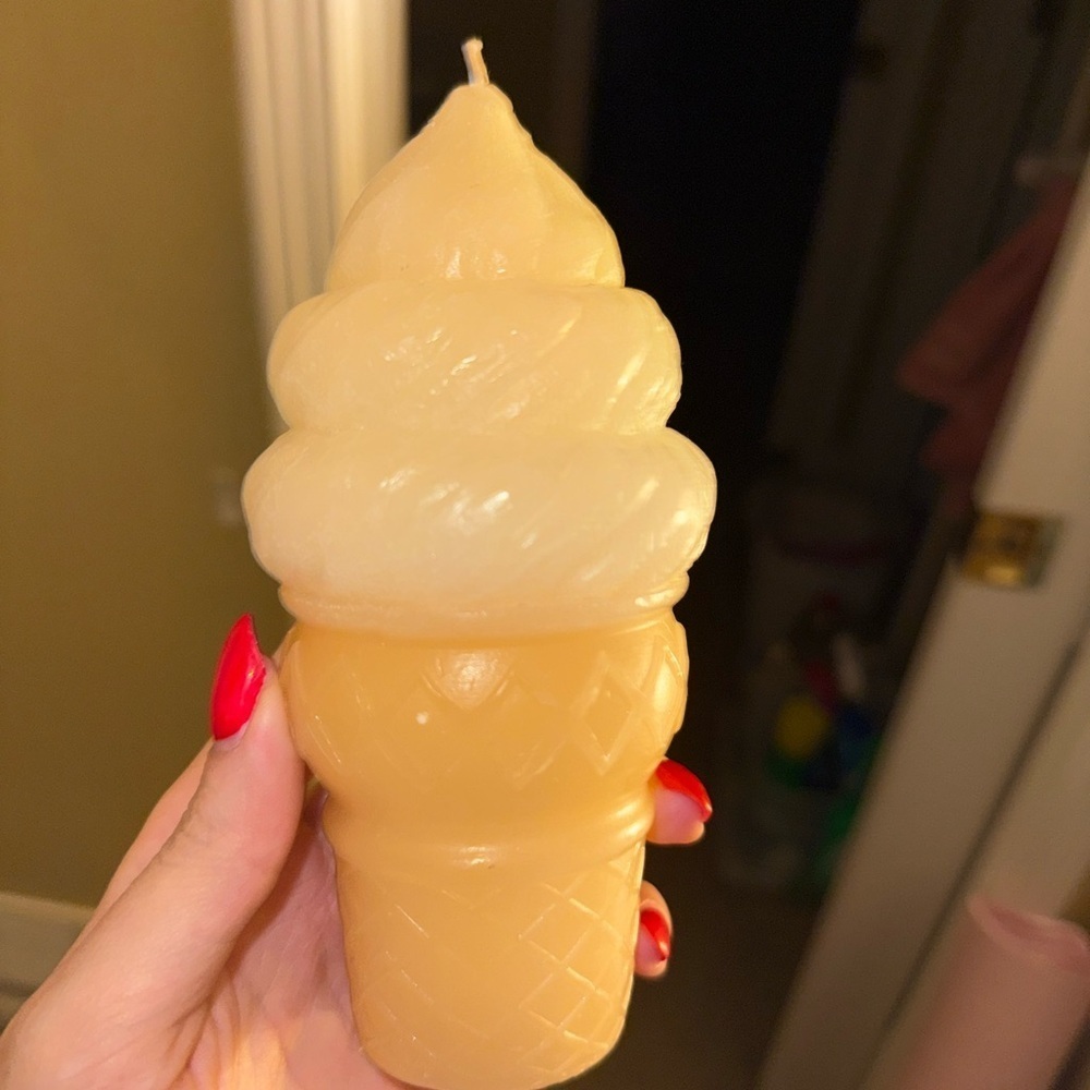 Cream Swirl Ice Cream Cone Candle